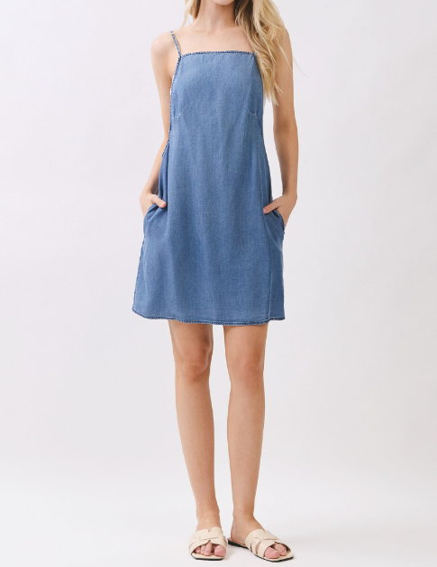 Vestido Tencel Back V-neck Tie Mini Med Wash