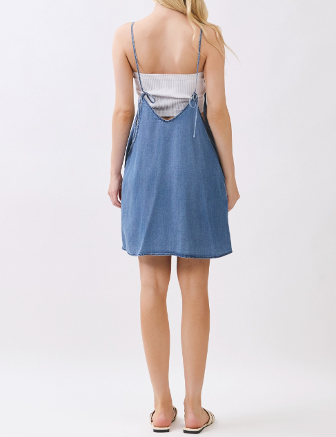 Vestido Tencel Back V-neck Tie Mini Med Wash – foto 6