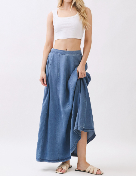 Enagua Maxi Tencel Flare Denim – foto 3