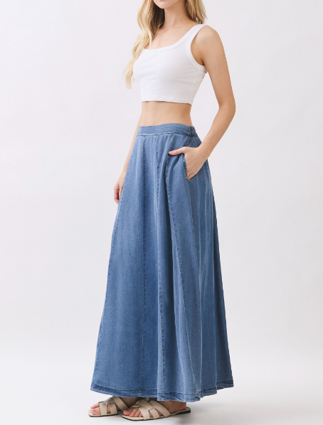 Enagua Maxi Tencel Flare Denim – foto 4