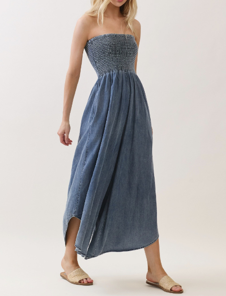 Jumpsuit Tencel Smocked Round Hem Denim – foto 3