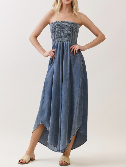 Jumpsuit Tencel Smocked Round Hem Denim – foto 4