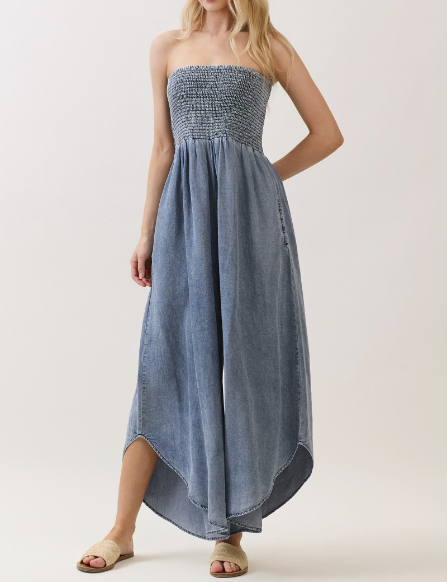Jumpsuit Tencel Smocked Round Hem Denim – foto 5