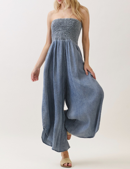 Jumpsuit Tencel Smocked Round Hem Denim – foto 7