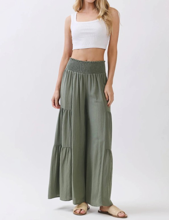 Pantalon  Relaxed Flowy Wide Leg Olive