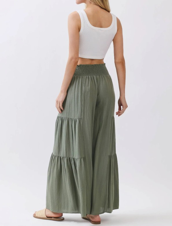 Pantalon  Relaxed Flowy Wide Leg Olive