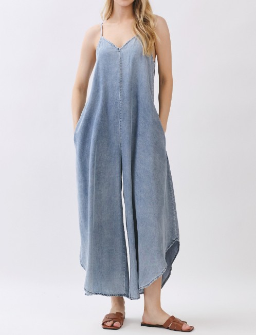Jumpsuit  Denim Slouchy Fitted Cami Med Wash