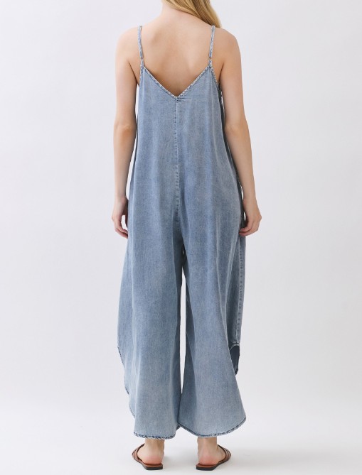 Jumpsuit  Denim Slouchy Fitted Cami Med Wash
