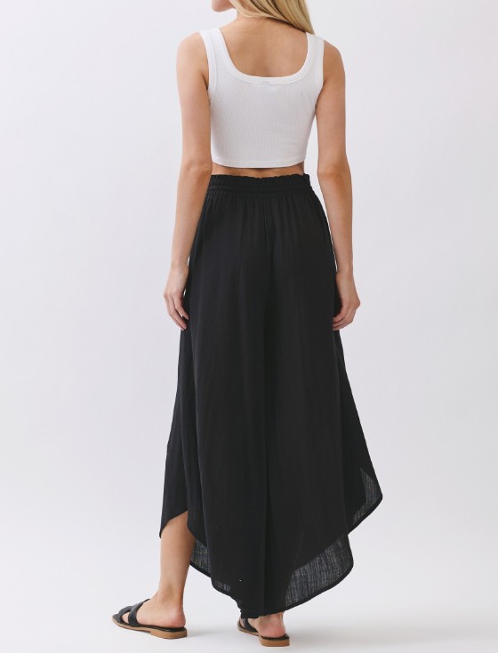 Pantalon  Tie Front Slit Wrap Black
