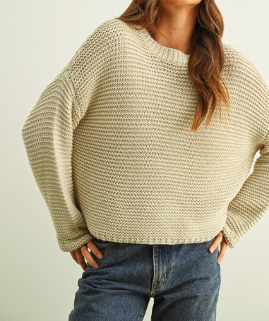 Sweater Round Neck Knitted French Oak – foto 1