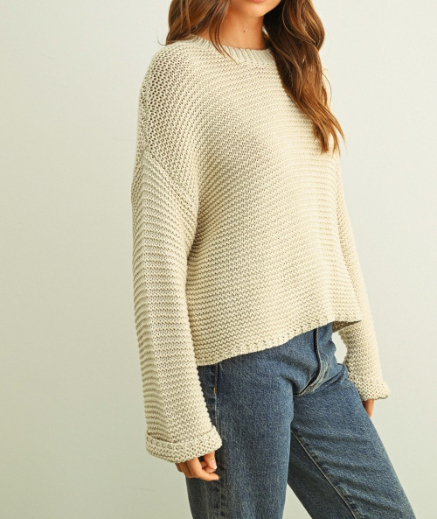 Sweater Round Neck Knitted French Oak – foto 3