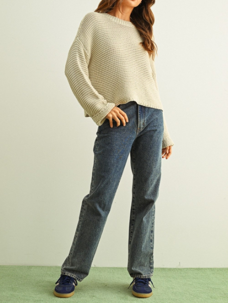 Sweater Round Neck Knitted French Oak – foto 4