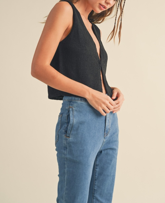 Cardigan Hook & Eye Closer Vest Black – foto 3