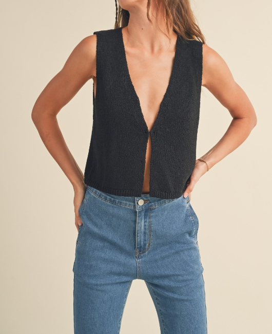Cardigan Hook & Eye Closer Vest Black – foto 4