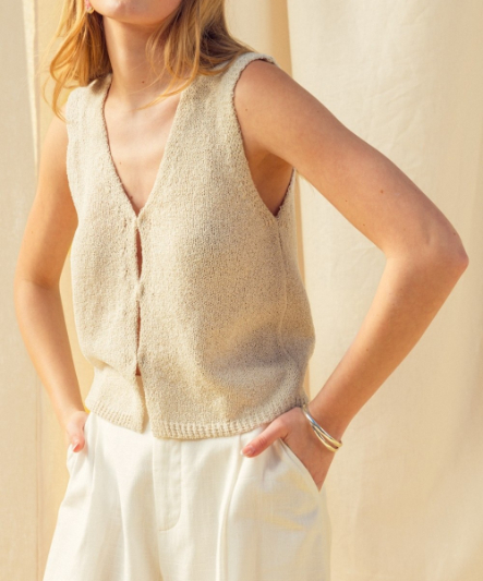 Cardigan Hook & Eye Closer Vest Ecru – foto 1