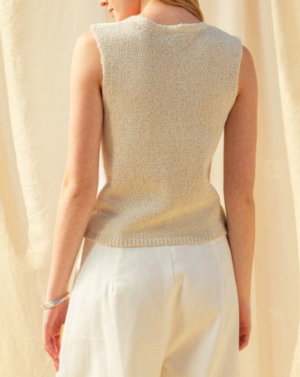 Cardigan Hook & Eye Closer Vest Ecru – foto 2