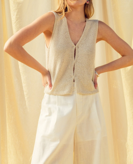 Cardigan Hook & Eye Closer Vest Ecru – foto 3