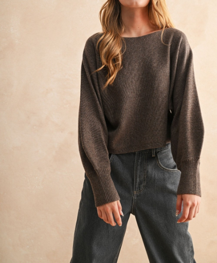 Sweater Boat Neck Brown