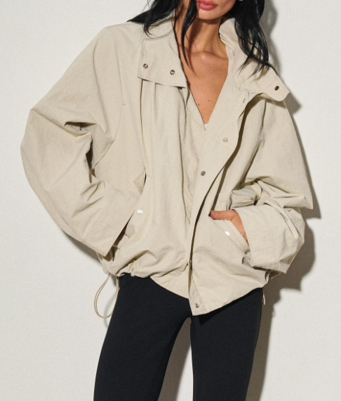 Jacket Hooded Nylon Windbreaker Lt Sage