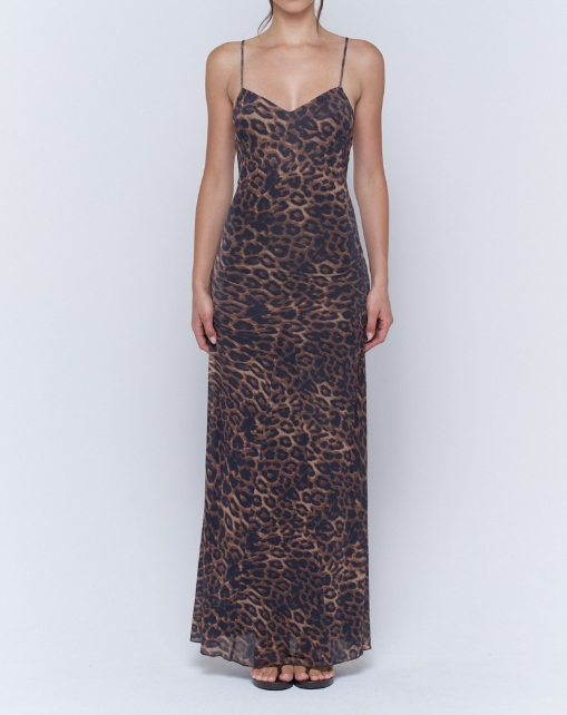 Vestido Maxi Leopard Print Cami Slip – foto 1