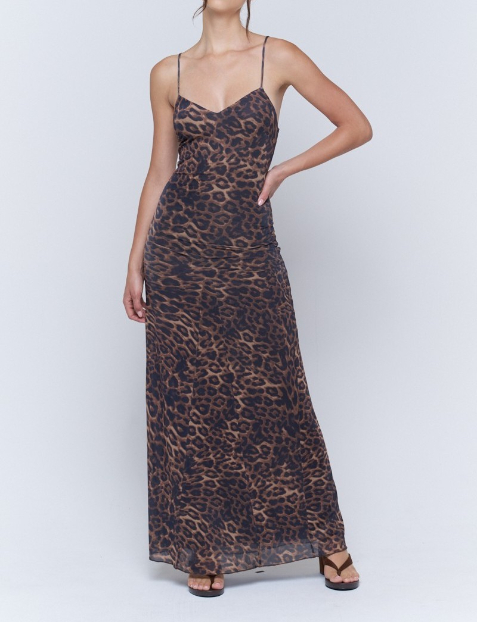 Vestido Maxi Leopard Print Cami Slip – foto 3