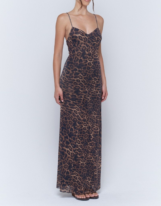 Vestido Maxi Leopard Print Cami Slip – foto 5