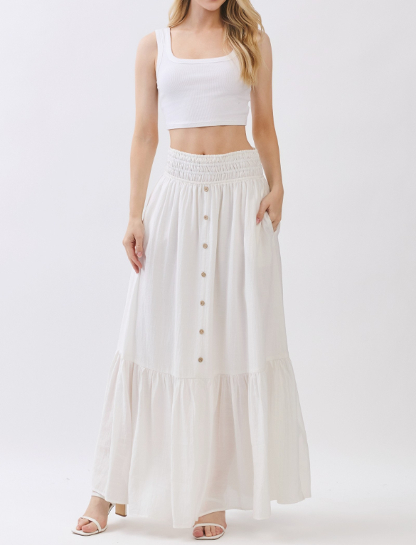 Enagua Smocked Waist Slit White – foto 1