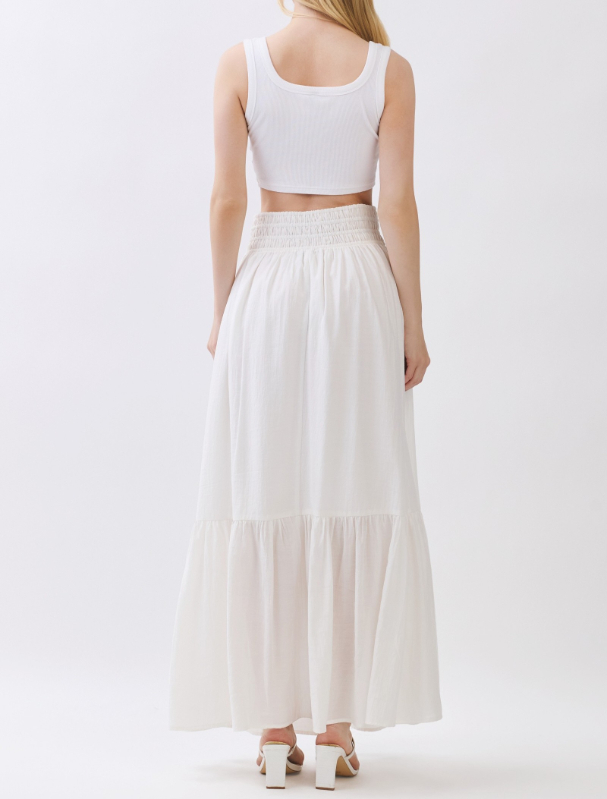 Enagua Smocked Waist Slit White – foto 2