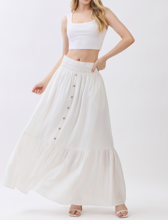 Enagua Smocked Waist Slit White – foto 3