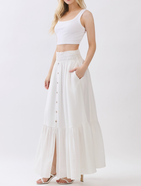 Enagua Smocked Waist Slit White – foto 4
