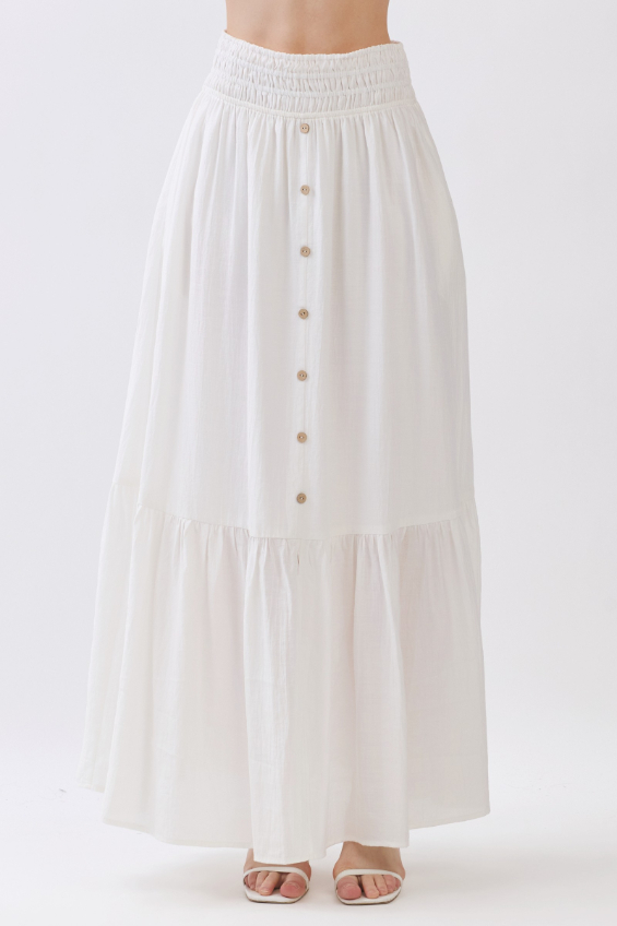 Enagua Smocked Waist Slit White – foto 5