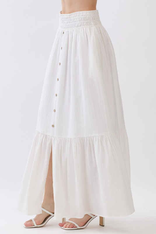 Enagua Smocked Waist Slit White – foto 6