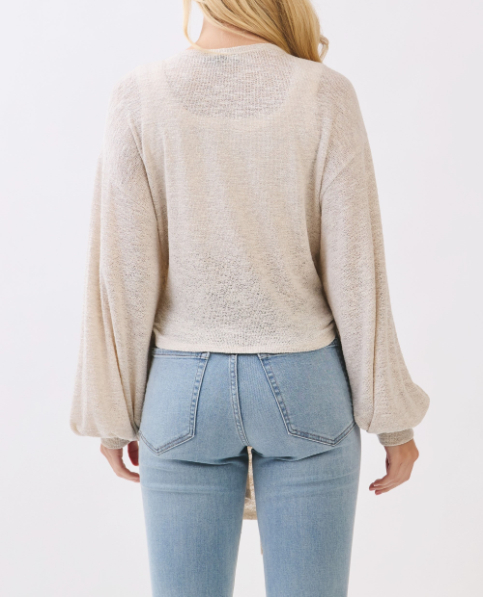 Cardigan Knit Oversized Tie Front Beige – foto 2