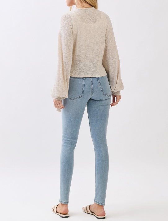 Cardigan Knit Oversized Tie Front Beige – foto 6