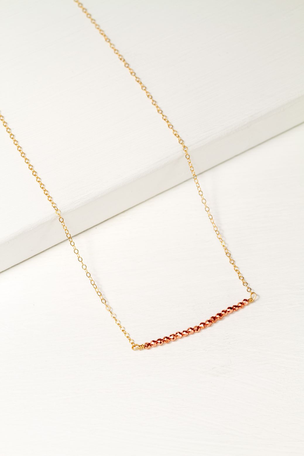 Collar Goldfill Layer Crystal Bar Metalic Pink – foto 1