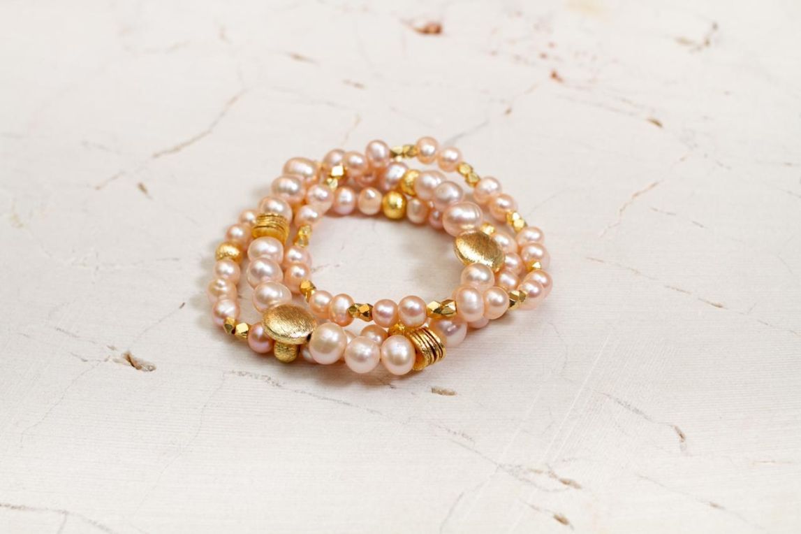 Pulsera Triple Set Pink Pearl – foto 1
