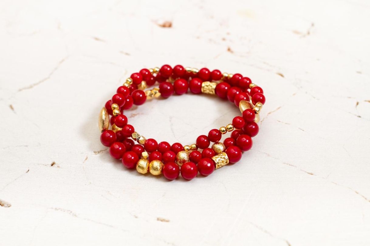 Pulsera Triple Set Coral – foto 1