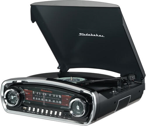 STUDEBAKER/TURNTABLE RETRO AM/FM RADIO BLUETOOTH BLACK SDBK15755