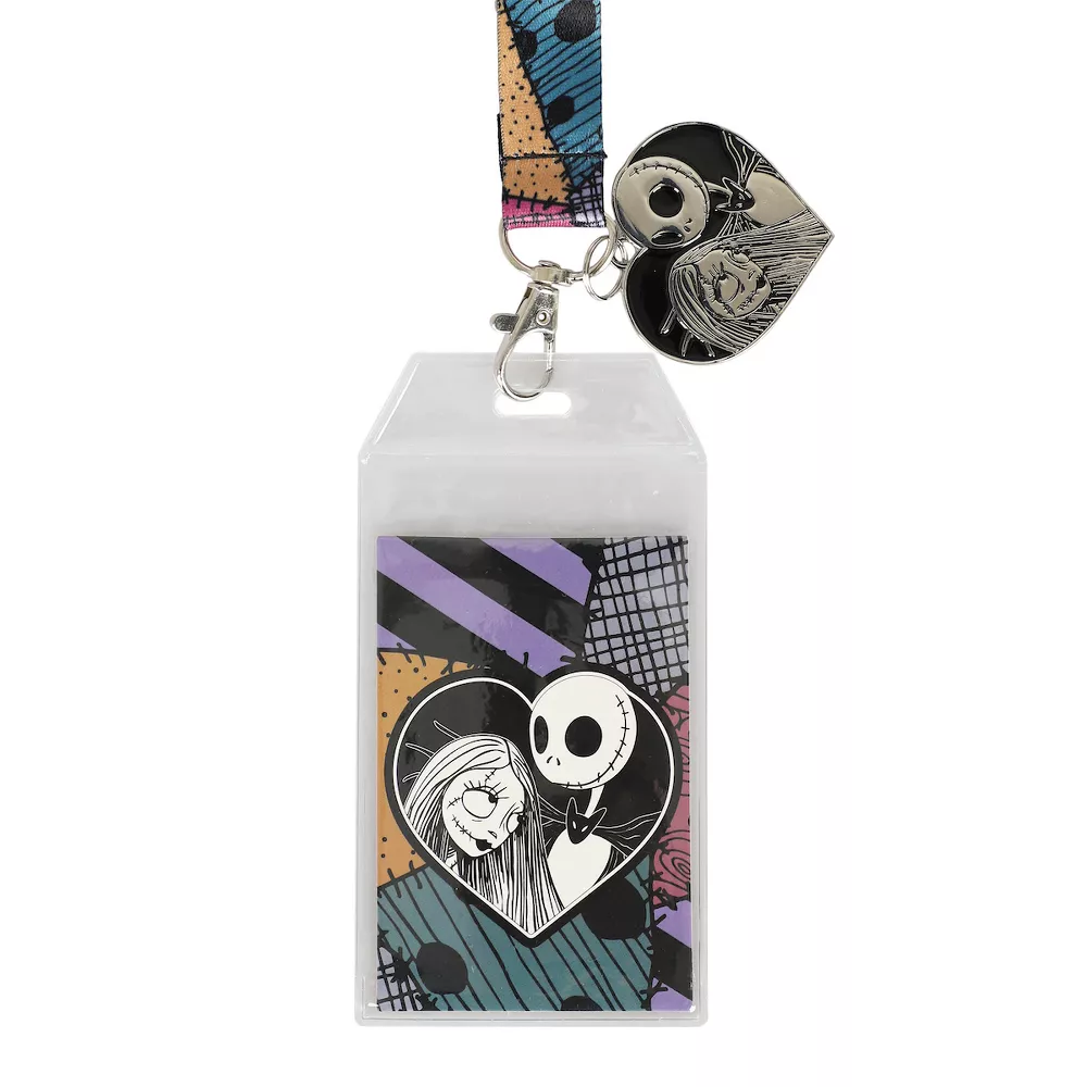 LANYARD NIGHTMARE BEFORE CHRISTMAS JACK AND SALLY WITH METAL HEART BWLAA1ZU