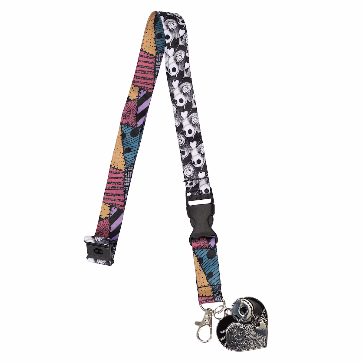 LANYARD NIGHTMARE BEFORE CHRISTMAS JACK AND SALLY WITH METAL HEART BWLAA1ZU