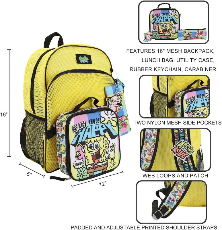 BOLSO BOB ESPONJA AIR MESH WITH LUNCH,KEY,PENCIL,CARABINER B1Y6P3XSPOPP00
