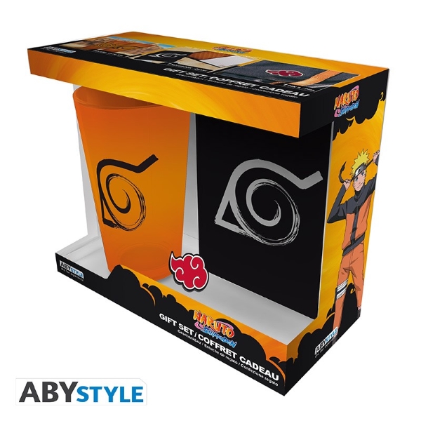 VASO DE VIDRIO NARUTO KONOHA SET GLASS+PIN+NOTEBOOK ABYPCK253