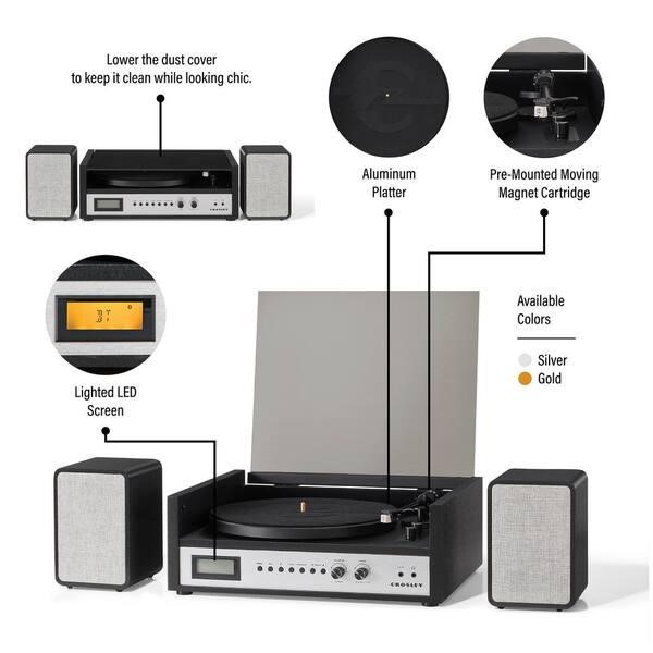 CROSLEY/TURNTABLE CODA SHELF SYSTEM BLACK SILVER