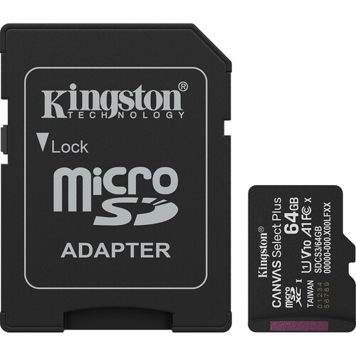 KINGSTON/TARJETA MICRO SD CON ADAPTADOR 64GB CANVAS SELECT PLUS
