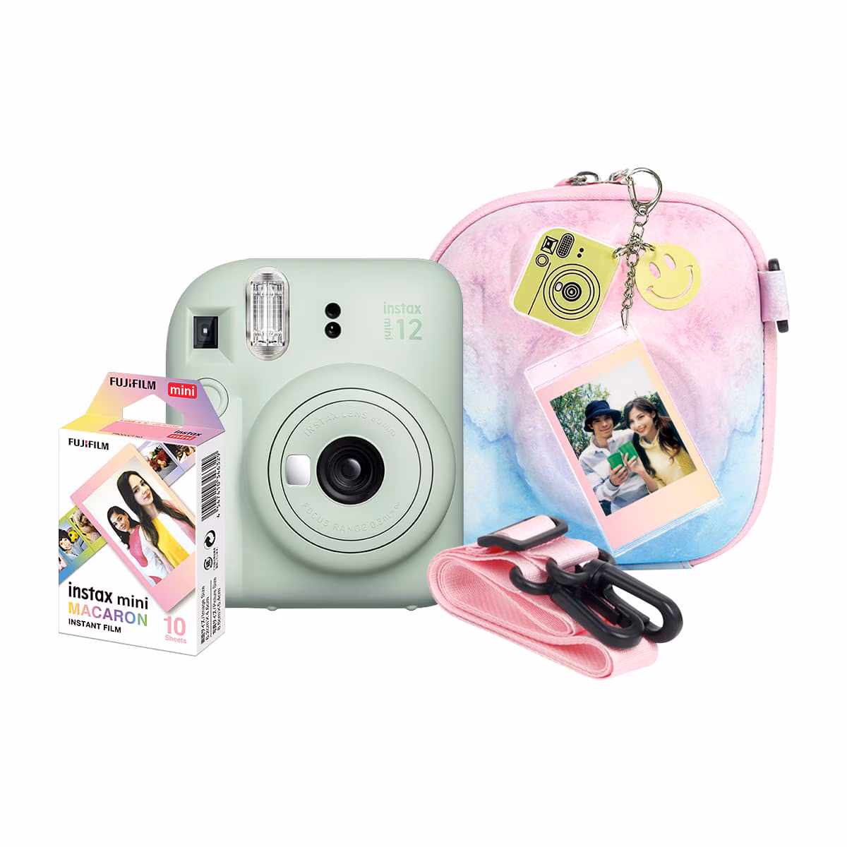FUJIFILM/COMBO CAMARA INSTAX MINI 12 VERDE + CARTUCHO + FUNDA + LLAVERO
