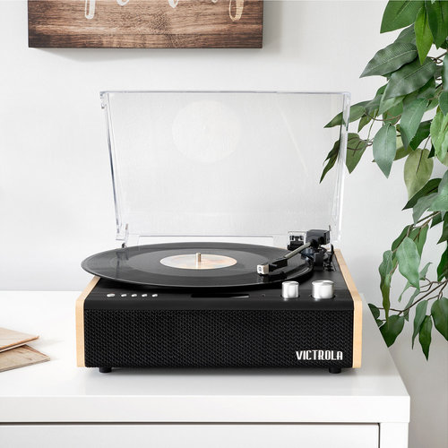 VICTROLA/TURNTABLE EASTWOOD DUAL BLUETOOTH SPEAKERS BLACK/BROWN – foto 5