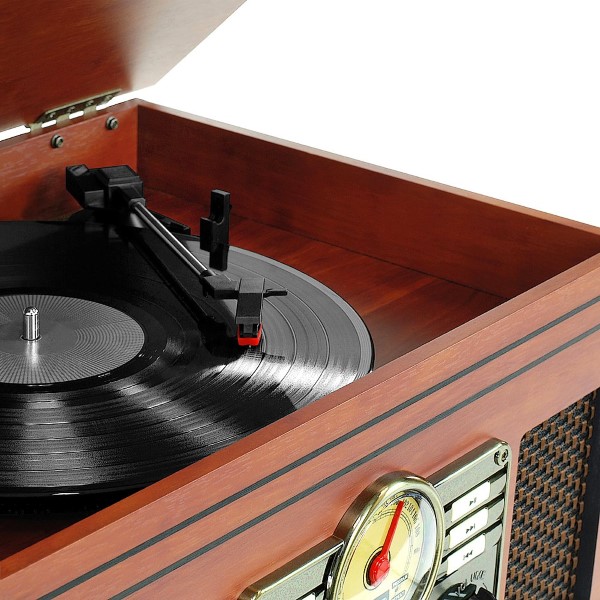 VICTROLA/TURNTABLE 6 IN 1 AM/FM BLUETOOTH MAHOGANY 9062 – foto 3