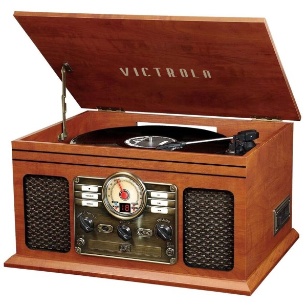 VICTROLA/TURNTABLE 6 IN 1 AM/FM BLUETOOTH MAHOGANY 9062