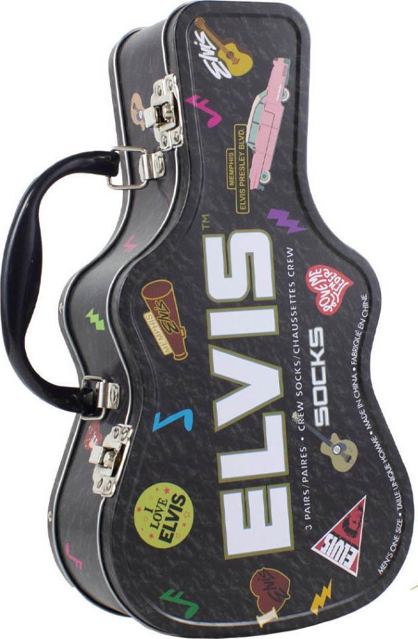 MEDIAS PERRIS ELVIS PRESLEY COLLECTOR GUITAR SHAPE TIN 3PCS PEIC14626