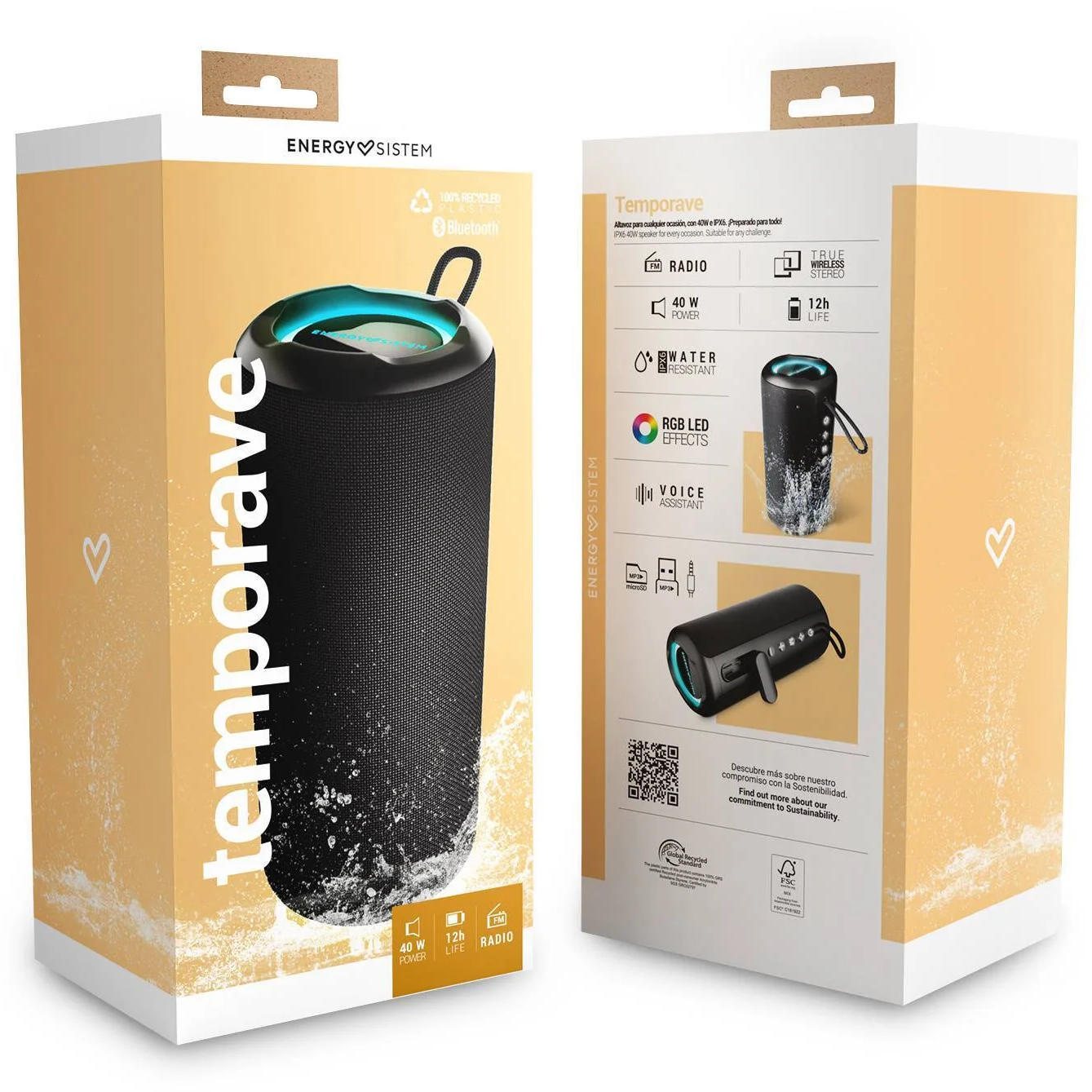 ENERGY SISTEM/PARLANTE TEMPORAVE BLUETOOTH NEGRO – foto 4